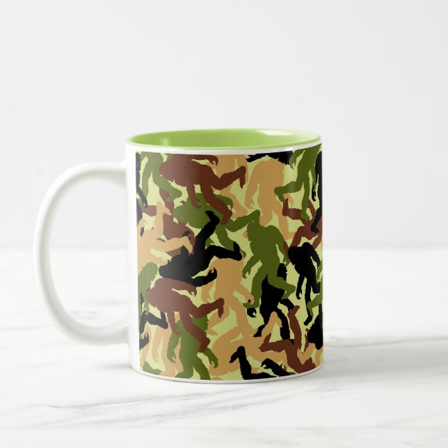 Camouflage Camo Bigfoot Patterned Hunting Two-Tone Coffee Mug (Left)