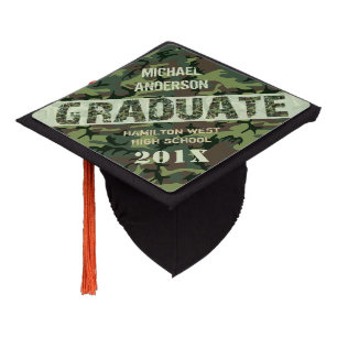 Camouflage Camo Graduation Personalized Name Class Cap Topper