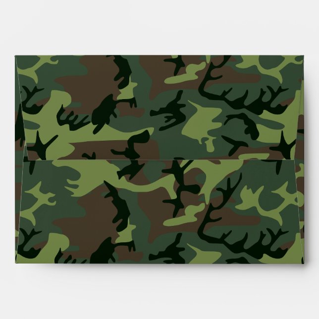 Camouflage Camo Green Brown Pattern Envelopes (Back (Top Flap))