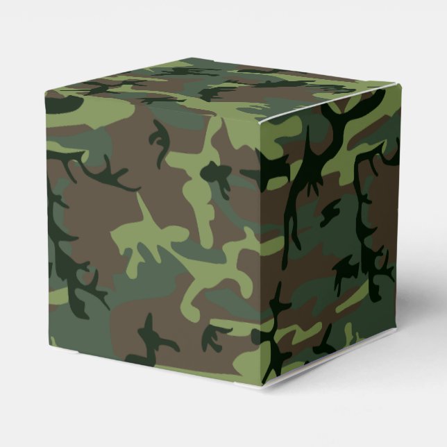 Camouflage Camo Green Brown Pattern Favor Box (Back Side)