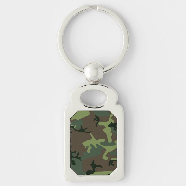 Camouflage Camo Green Brown Pattern Keychain (Front)