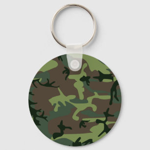 Camouflage Camo Green Brown Pattern Keychain