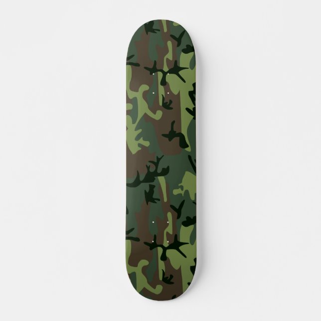 Camouflage Camo Green Brown Pattern Skateboard (Front)