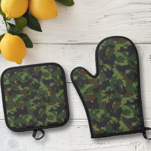 Camouflage Camo Military army Oven Mitt & Pot Holder Set