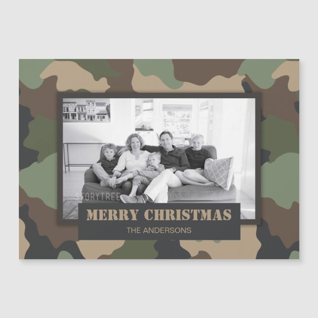 Camouflage Camo Military Christmas Photo Magnet (Front)