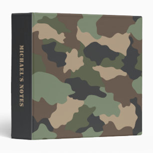 Camouflage Camo Military Khaki Green Tan Black Binder