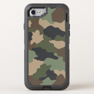 Camouflage Camo Military Khaki Tan Black Woodland OtterBox Defender iPhone 8/7 Case