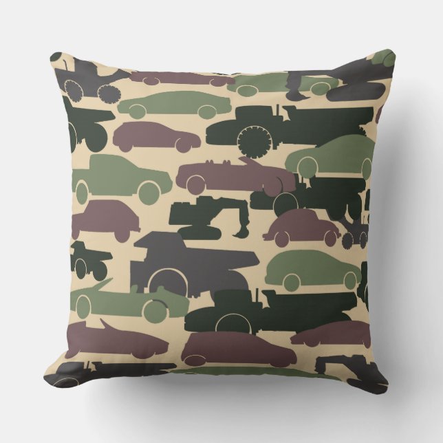 Camouflage Cars Throw Pillow (Front)