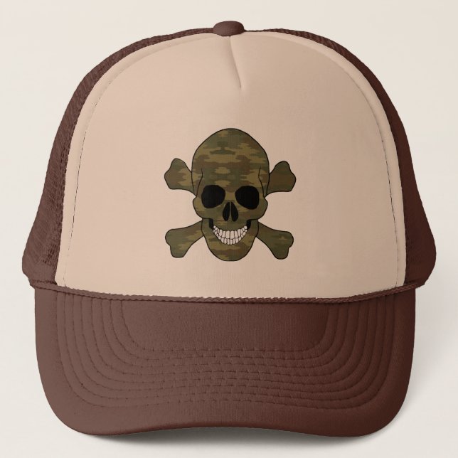 Camouflage Casquette Crâne et os croisés (Devant)