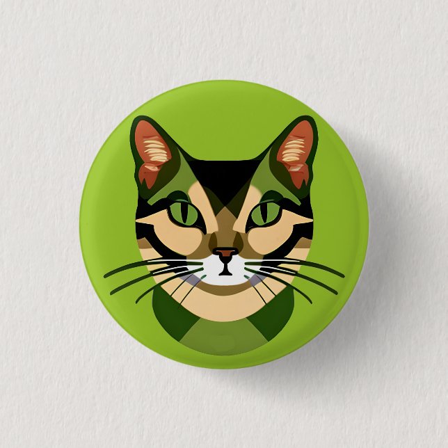 Camouflage Cat Portrait 1 Inch Round Button (Front)