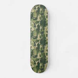 Camouflage Cats Pattern Army Green Kitty Cats Camo Skateboard