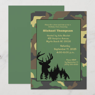 Camouflage Chasseur de cerfs Invitation d'annivers