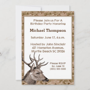 Camouflage Chasseur de cerfs Invitation d'annivers