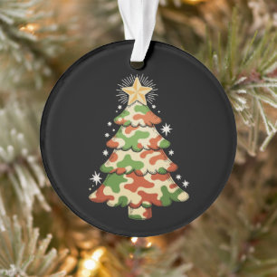 Camouflage Christmas Tree Camo Military Xmas Snow Ornament