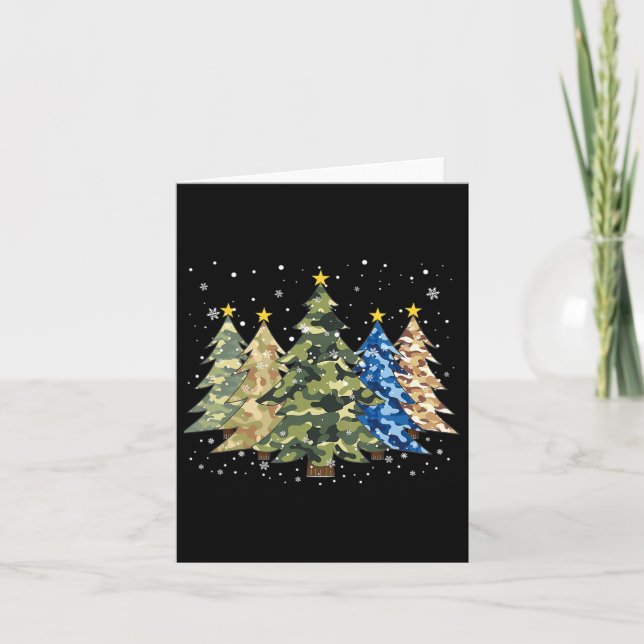 Camouflage Christmas Trees Camo Xmas Tree Family M Card (Front)