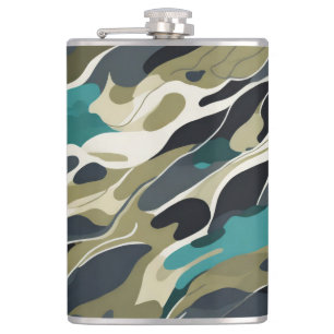 Camouflage colours background design hip flask