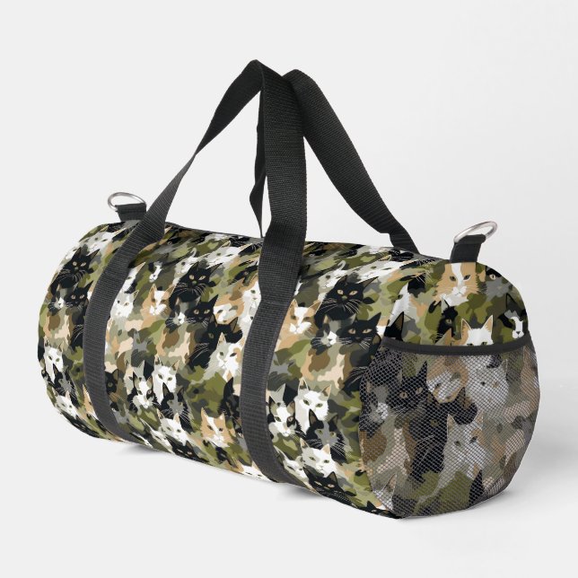 Camouflage Cute Cats Duffle Bag (Right Corner)