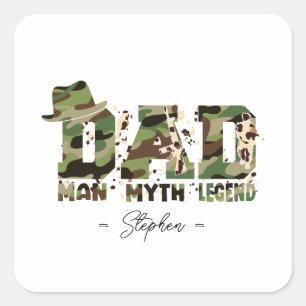 Camouflage "Dad – Man, Myth, Legend" Square Sticker