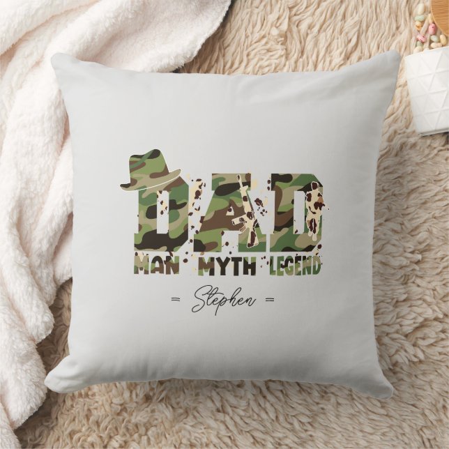 Camouflage "Dad – Man, Myth, Legend" Throw Pillow (Blanket)