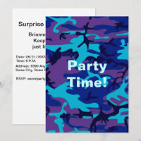 Camouflage Dark Blue & Purple Birthday Party