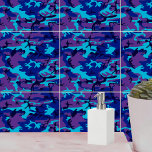 Camouflage Dark Blue & Purple Pattern Tile<br><div class="desc">Personalize this template with your art or photo and customize it to your liking. The product features a blue and purple camouflage pattern.</div>