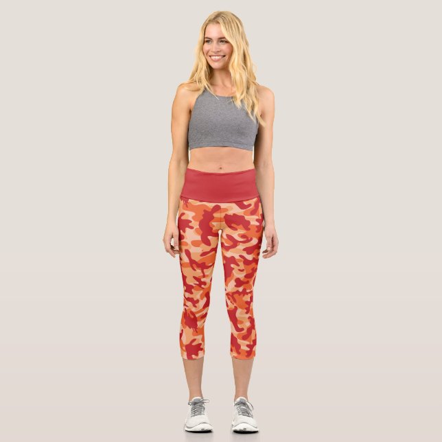 Camouflage de lave Apricot Capri Leggings (Recto)