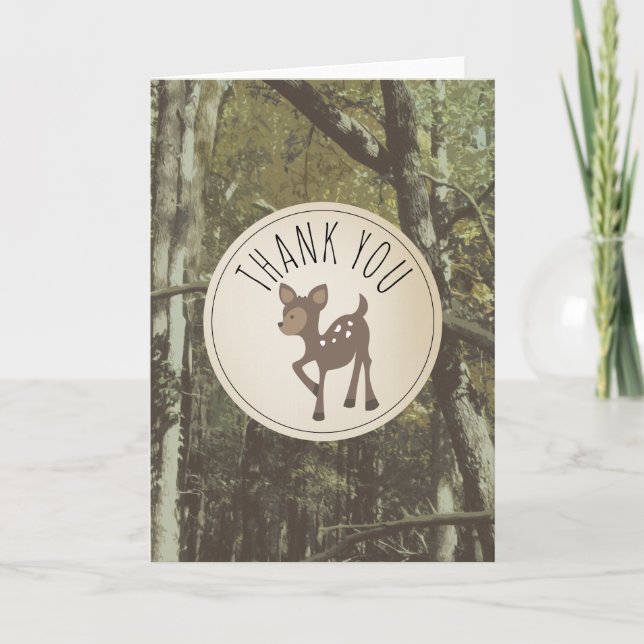 Camouflage Deer Baby Shower Thank You (Front)
