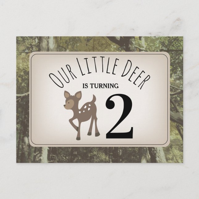 Camouflage Deer Birthday Invitation Postcard (Front)