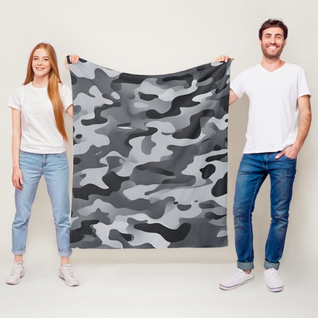 Camouflage design fleece blanket (In Situ)