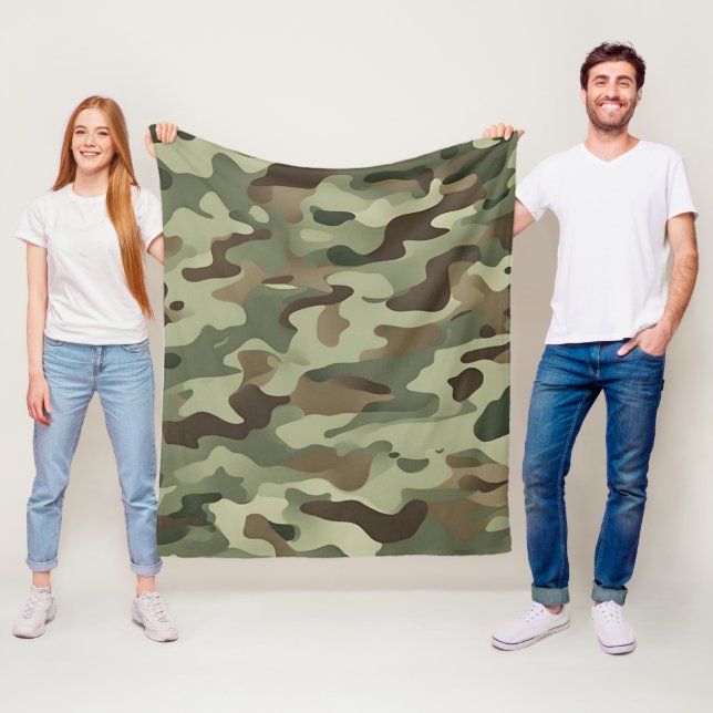 Camouflage design fleece blanket (In Situ)