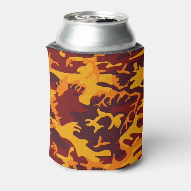 Camouflage Design in Autumn Tones Can Cooler (Can Back)