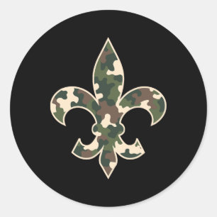 Camouflage Fleur De Lys Camo Mardi Gras Festive Ne Classic Round Sticker
