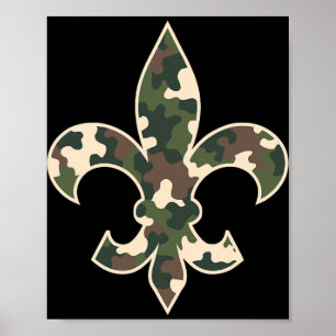 Camouflage Fleur De Lys Camo Mardi Gras Festive Ne Poster