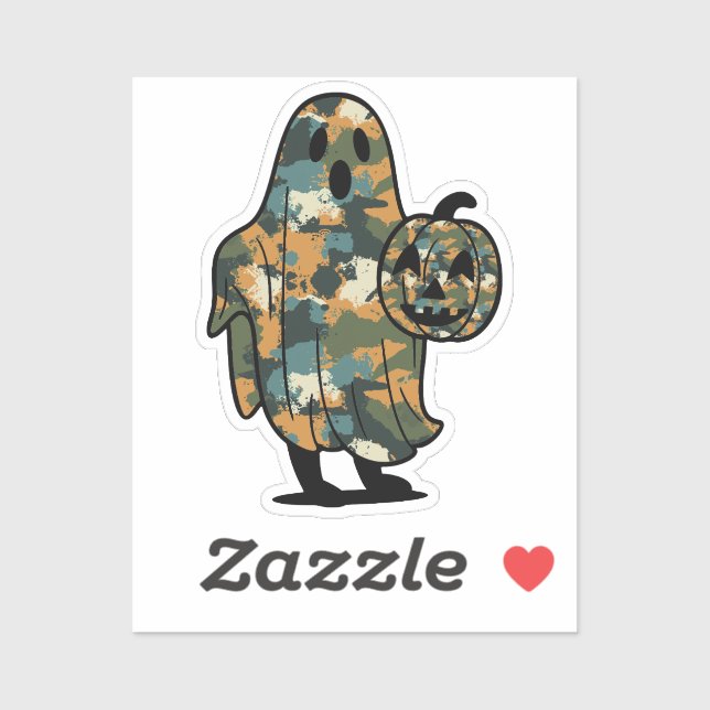 Camouflage Ghost holding a pumpkin (Sheet)