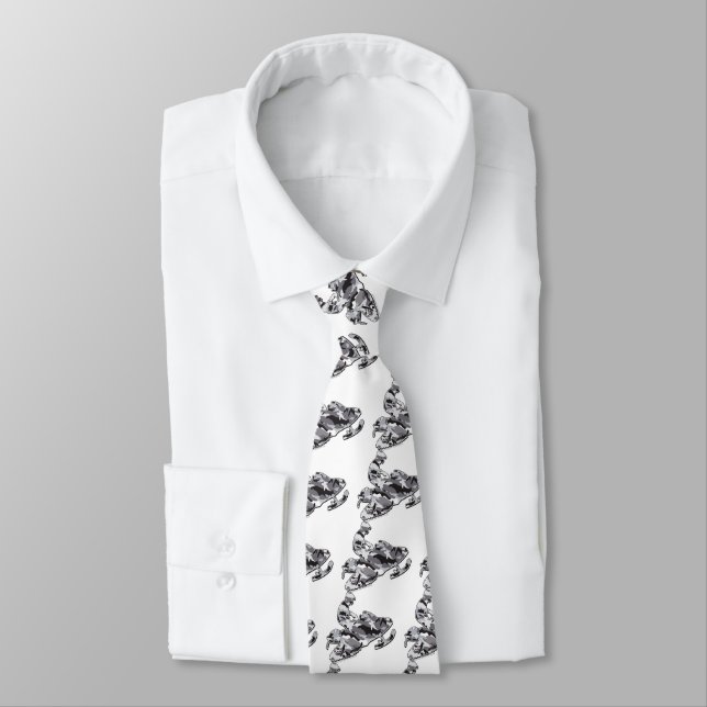 Camouflage Gray Snowmobiler Tie (Tied)