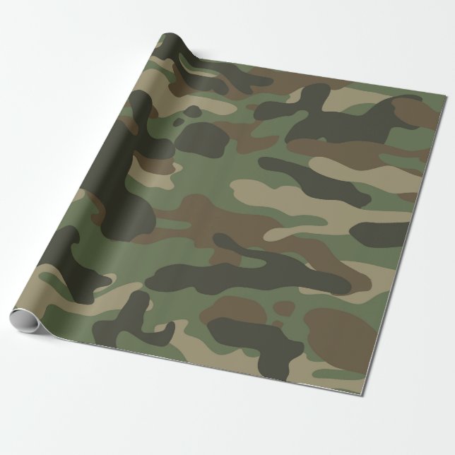 Camouflage Green Camo Army Pattern  Wrapping Paper (Unrolled)
