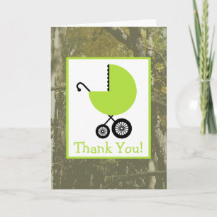 Camouflage & Green Carriage Baby Shower Thank You Card