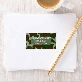 Camouflage Green & Dark Brown Return Address Label