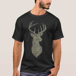 Camouflage Green Distressed Deer Silhouette T-Shirt