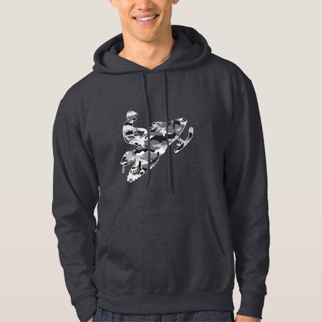 Camouflage Grey Snowmobile Hoodie (Front)