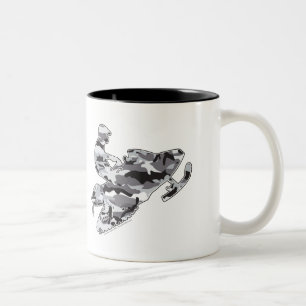 Camouflage Grey Snowmobiler Two-Tone Coffee Mug