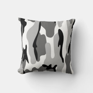 Camouflage gris et noir Coussin réversible