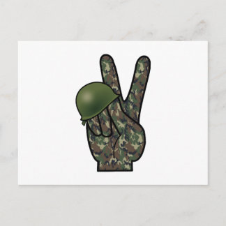 Camouflage Hand Victory / Peace Sign Postcard