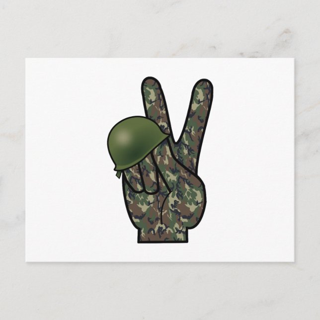 Camouflage Hand Victory / Peace Sign Postcard (Front)