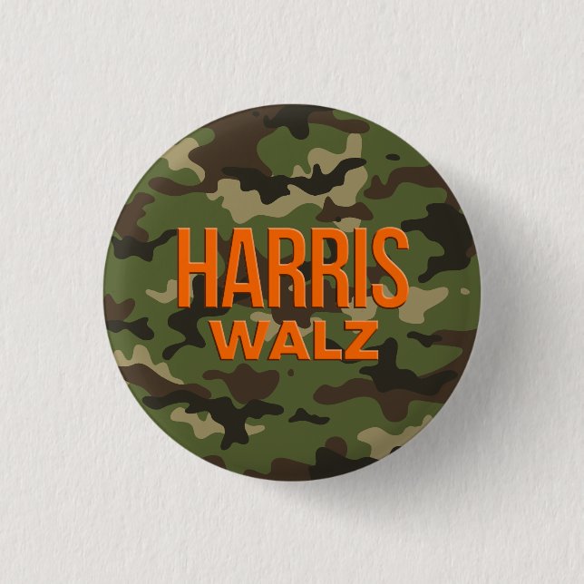 Camouflage Harris Walz 2024 1 Inch Round Button (Front)