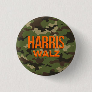 Camouflage Harris Walz 2024 1 Inch Round Button