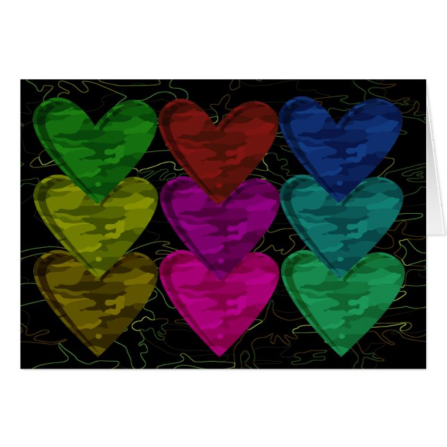 Camouflage Heart Pattern of Colours Card (Front Horizontal)