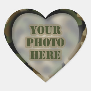 Camouflage Heart Photo Stickers