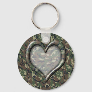 Camouflage Heart - Woodland Keychain