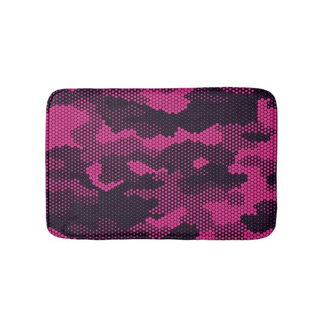 Camouflage hexagonal, military texture background bath mat (Front)